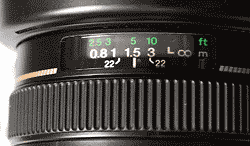Depth of Field Markers on a Lens