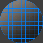 silicon wafer divided into large sensor sizes